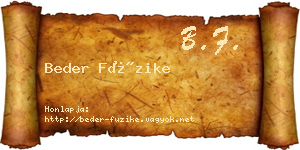 Beder Füzike névjegykártya